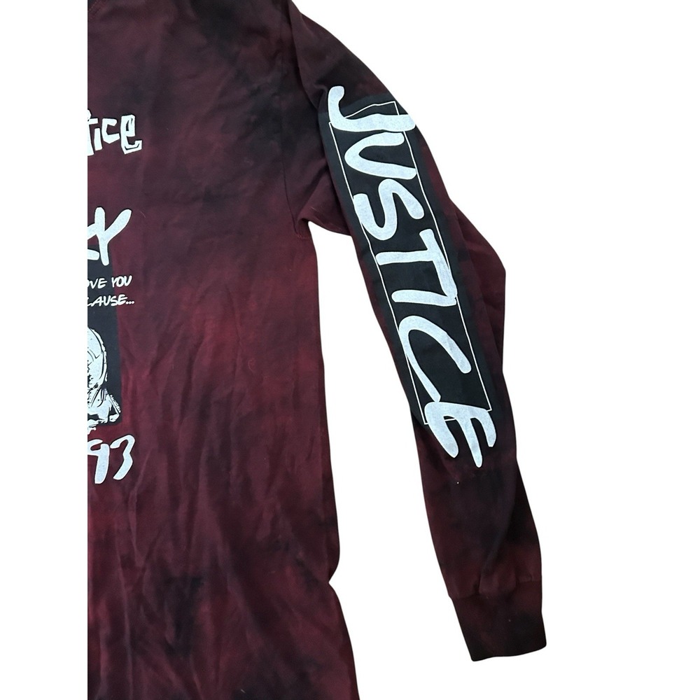 Poetic Justice Tupac 1993 Long Sleeve T-Shirt Men's Medium Burgundy Tie Dye - Picture 3 of 5